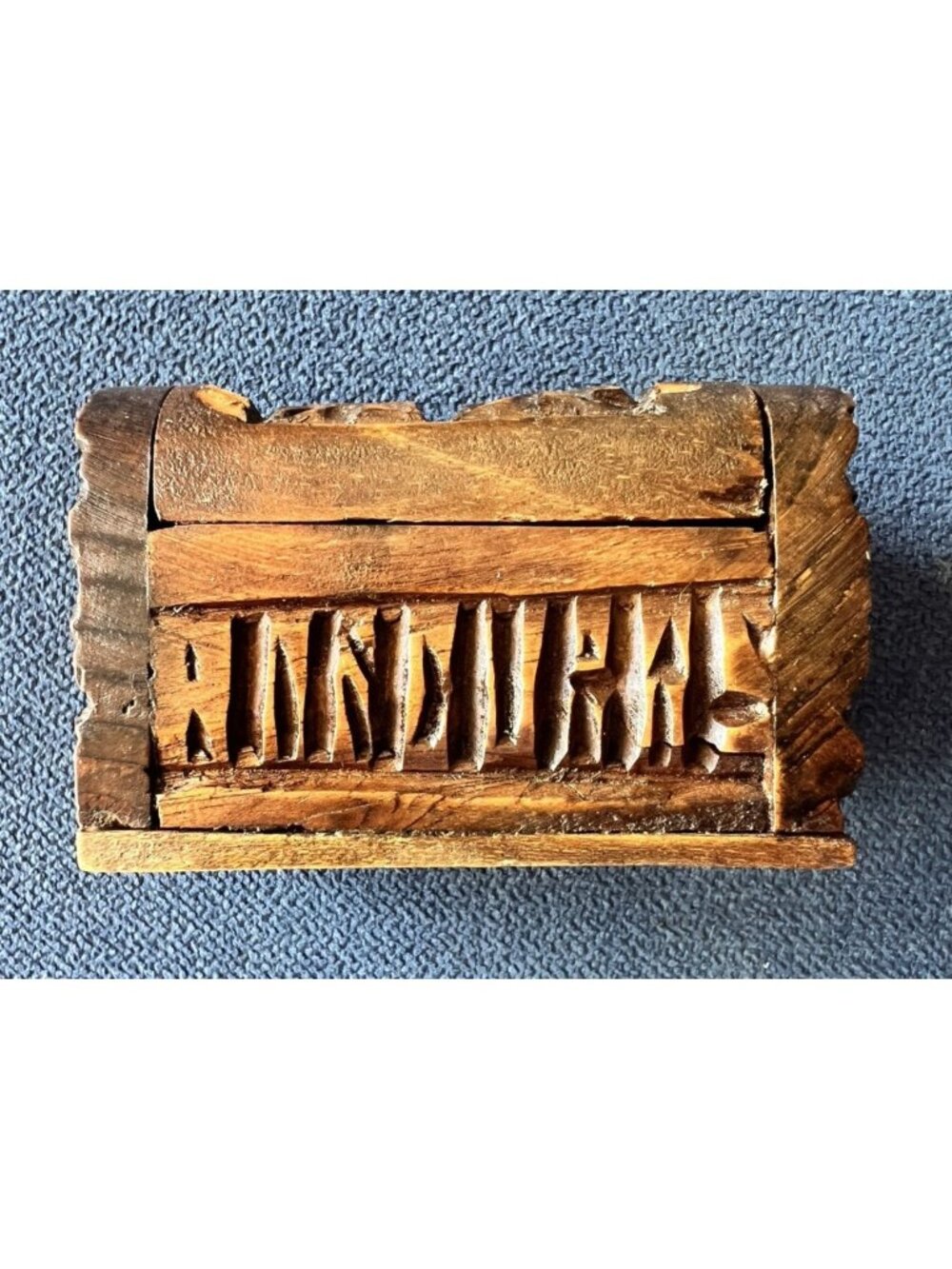 Vintage Honduras Carved Mahogany Chest Mini Jewelry Trinket Box  3” X 1.5”